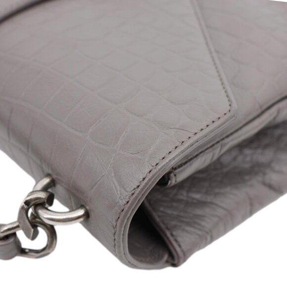 Yves Saint Laurent  College Medium Crocodile Embossed Leather Satchel Bag Gray - Picture 9 of 15